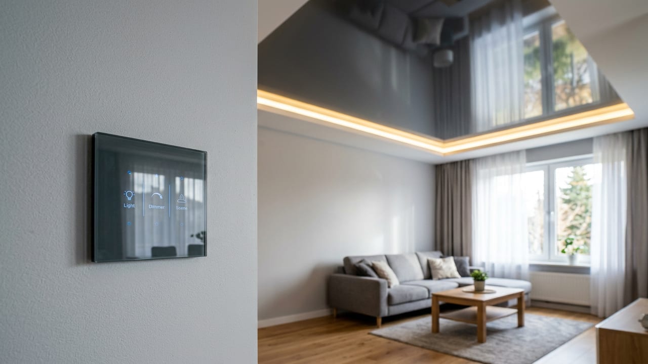 Умный дом и натяжной потолок с LED-подсветкой и панелью управления